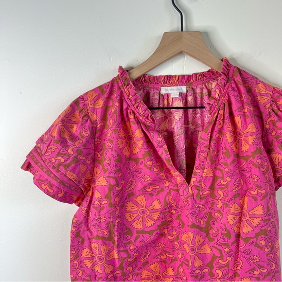 Jennifer & Grace Tops - Jennifer & Grace Block Print Indian Cotton Blouse size Large Anthropologie Brand